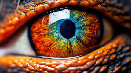 Close-up of fantasy dragon eye. Mythological evil. Dangerous creature.
