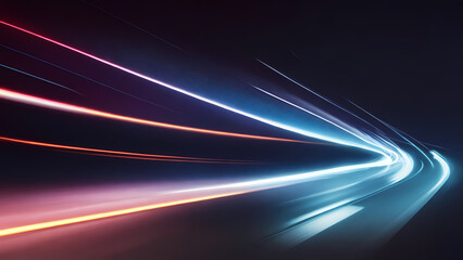 high speed rainbow beam ray of future technology transmission concept - obrazy, fototapety, plakaty