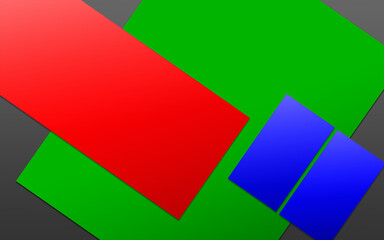 Three promotional paper blank template red,  green and blue (RGB) for presentation layouts and design.