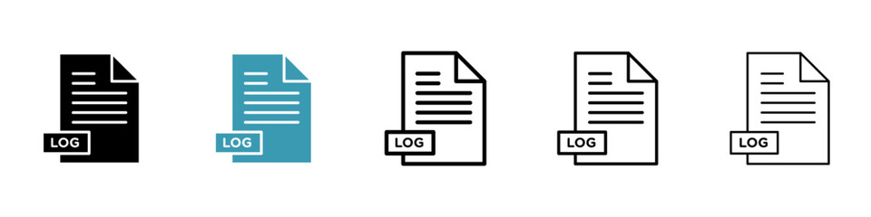 Log File vector icon set. Computer data analytics log file symbol in black and white color.