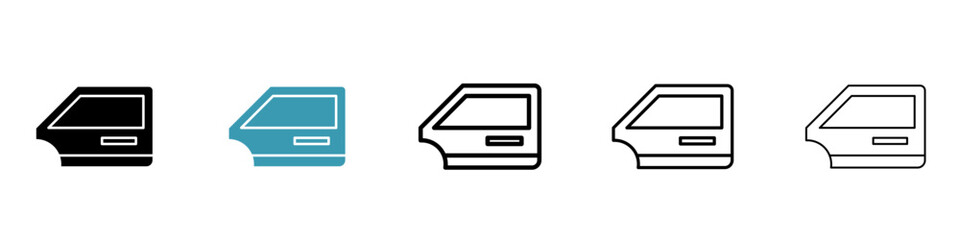 Car Door vector icon set. Automobile door symbol in black and white color.