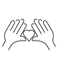 hand holding love icon, vector best line icon.