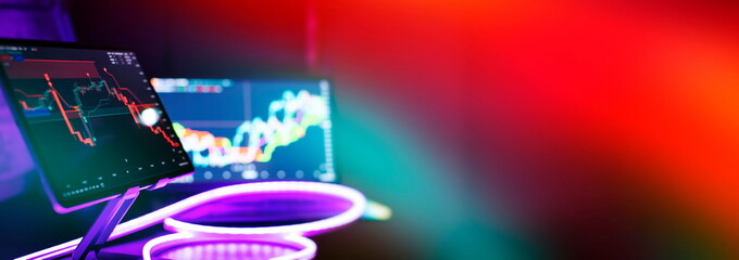Economic graph with diagrams on the stock market, for business and financial concepts