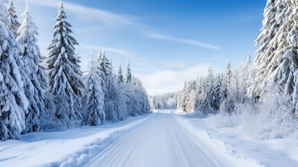 Fototapeta na wymiar Snowy winter road