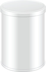 Realistic White Can. Can for different products With Lid. Tin can Isolated On White Background. Template For Mockup Your Design. Vector illustration.