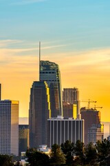 Fototapeta premium 4K Image: Los Angeles Downtown Skyline at Twilight Right After Sunset