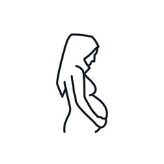 Pregnancy logo icon Pregnant muslim woman sign Mother needs psychological help Family support and pregnancy assistance concept Print for clothes medical card cover badge banner educational poster ad