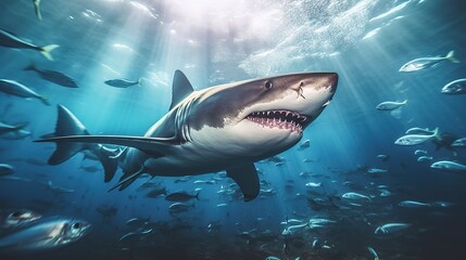 View of an ocean shark underwater
