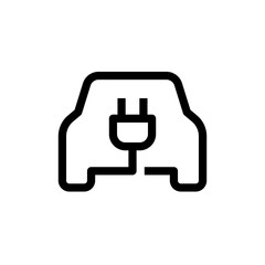 Electric car with plug icon symbol, EV car, Vehicles charging point logo, Eco friendly vehicle concept, Vector illustration