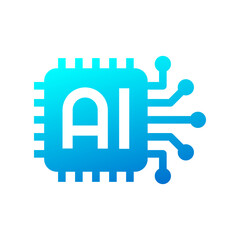 AI processor chip, Artificial intelligence technology graphic design logo, Vector illustration