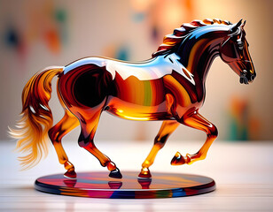 art object. decorative horse made out of glass. generative ai