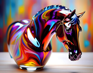 art object. decorative horse made out of glass. generative ai