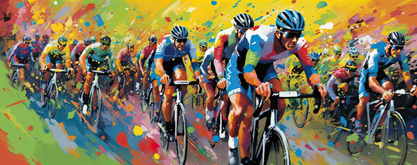 Illustration cyclist race picture, - obrazy, fototapety, plakaty