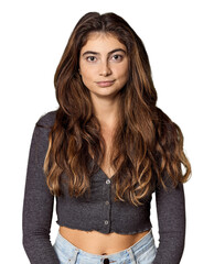 Young Caucasian woman in studio setting
