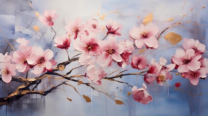 cherry blossom in spring oil painting, generative ai