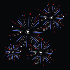 Fototapeta premium Blue, white and red fireworks. Fireworks celebrate the Slovak Republic Day, also known as the Foundation Day of the Slovak Republic.