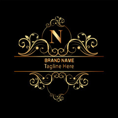 creative letter logo design with golden color