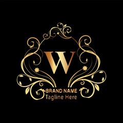 creative letter logo design with golden color