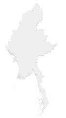 White color Myanmar map, Myanmar 3d map