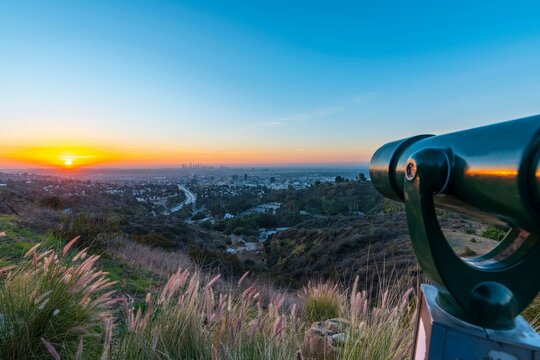 4K Image: Los Angeles Skyline at Dawn Viewed from Mount Hollywood