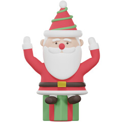 Santa Claus Siting On A Gift Box