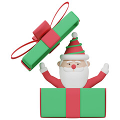 Santa Claus in a gift box Saying Hello
