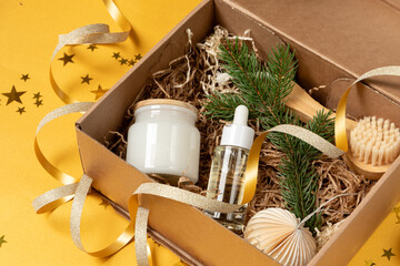 Skin care and relaxation products order online,  beauty gift set serum, cream, massage brushes, candle or cream, eye sleep mask.