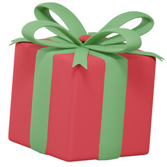 Gift boxes isolated. 3d red gift boxes with green ribbon and bow. Birthday celebration concept. illustration.