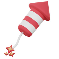 3D rendering Rocket with firecracker fireworks for party, birthday and new year. 3D Illustration