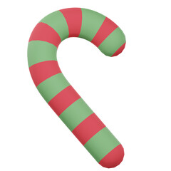3d Christmas candy cane on transparent background
