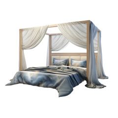 White Bed Showcase on White or PNG Transparent Background..