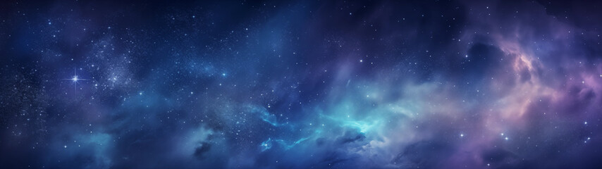 A vast view of a distant galaxy seen through a space telescope, for wallpapers, 32:9 ratio - obrazy, fototapety, plakaty