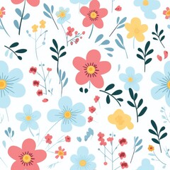 Fototapeta na wymiar seamless floral pattern of cute pastel flowers