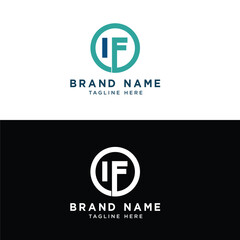 I F Letters and Text Logo Design Vector Template