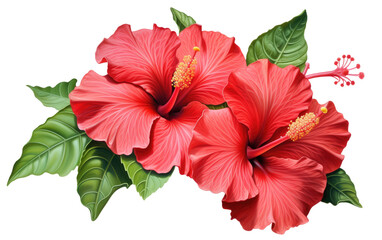 Hibiscus Flower on White or PNG Transparent Background.