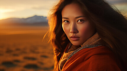 Desert dusk, warmth of the golden hour. Generative AI