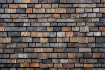 Obraz premium Rustic Elegance: Wooden Slate Shingles Texture, generative AI