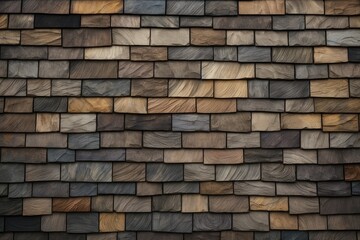 Obraz premium Rustic Elegance: Wooden Slate Shingles Texture, generative AI