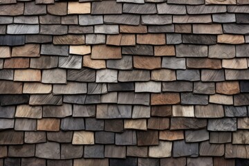 Obraz premium Rustic Elegance: Wooden Slate Shingles Texture, generative AI