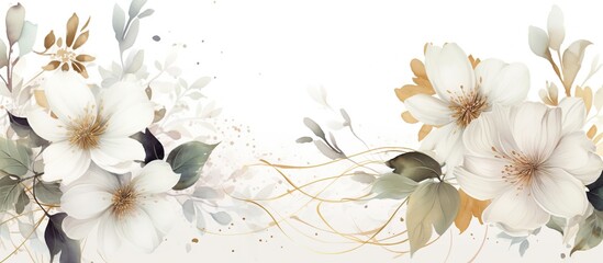 Elegant white flower with watercolor style for background and invitation wedding card