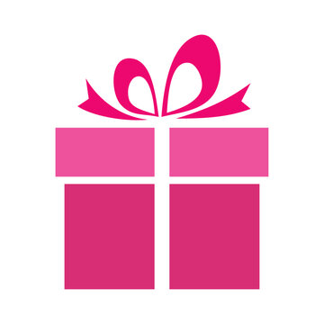 Logo de regalo del día de San Valentín. Silueta de caja de regalo con lazo de cinta para su uso en felicitaciones y tarjetas