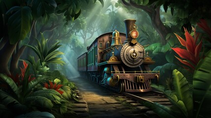 An intricate model train set with a detailed landscape. Digital concept, illustration painting.