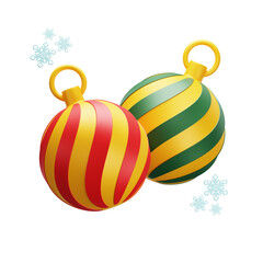 two bauble 3D illustration 