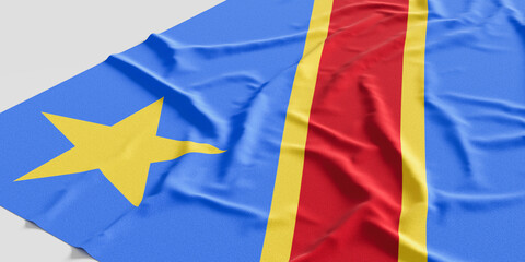 Flag of Congo. Fabric textured Congo flag isolated on white background. 3D illustration