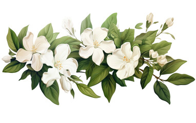 Jasmine Elegance on White or PNG Transparent Background.