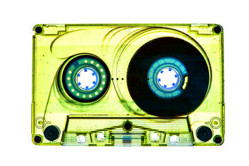 old audio cassette tape on white background