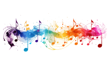 Melodic Harmony Notes on White or PNG Transparent Background.