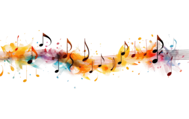 Harmonious Sounds Notes on White or PNG Transparent Background.