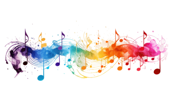 Melodic Harmony Notes on White or PNG Transparent Background.