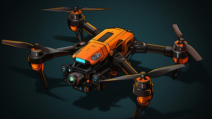 A state-of-the-art drone with advanced camera technology. Digital concept, illustration painting.